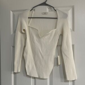 Cream Ribbed Knit Top